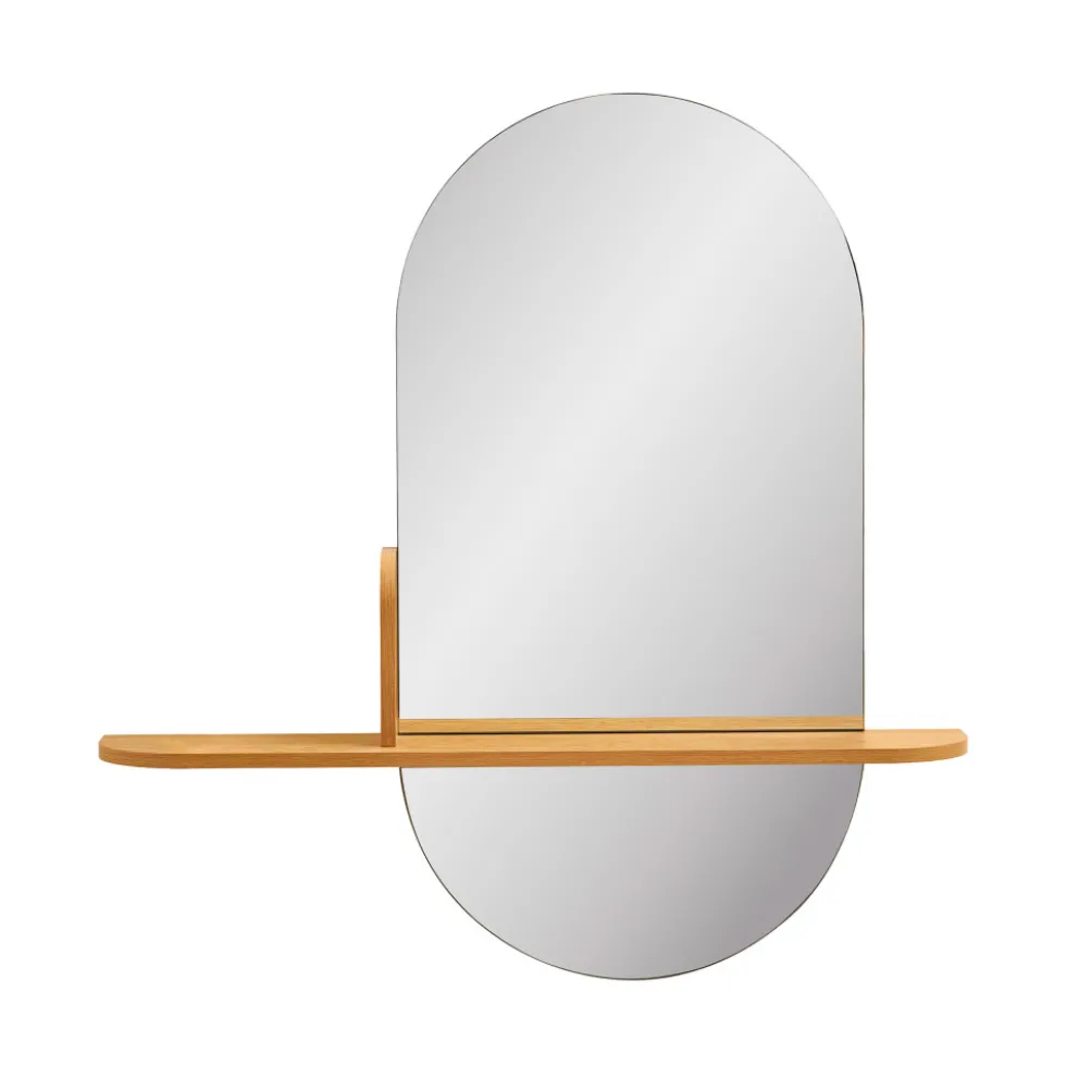BARCO Miroir ovale avec étagère en bois 94,5x92cm