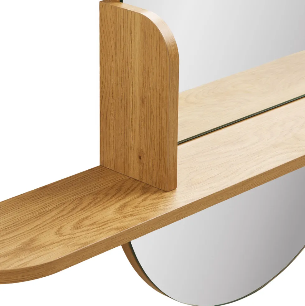 BARCO Miroir ovale avec étagère en bois 94,5x92cm