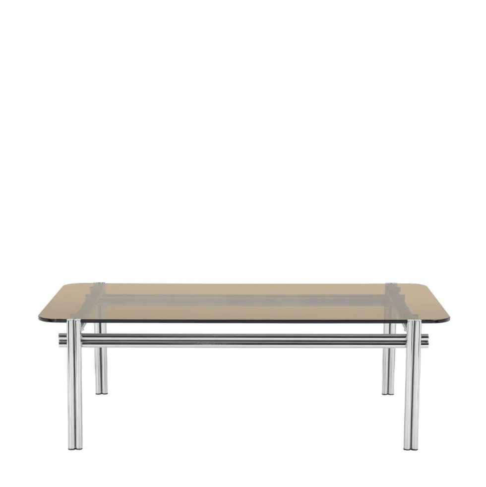 BARLOW Table basse en verre pieds chrome