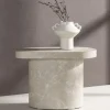BASTAD Table d'appoint organique en effet marbre 50x30cm