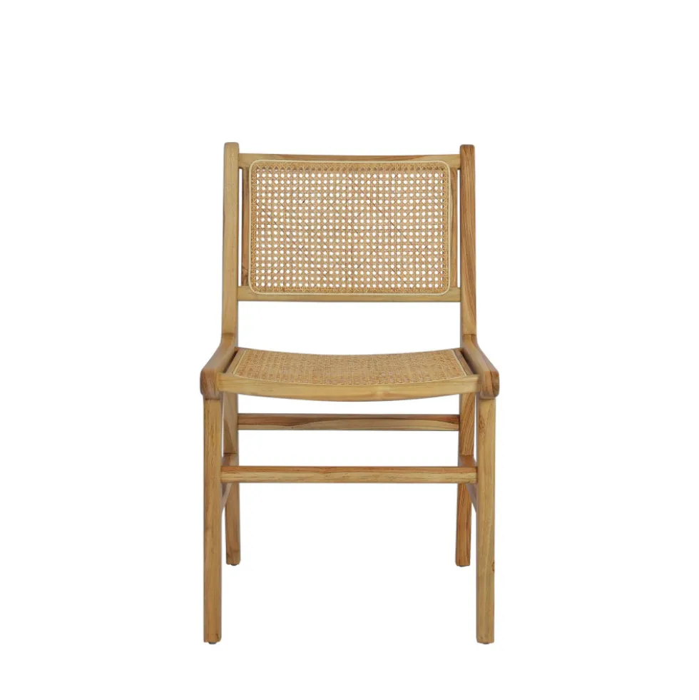 BASUKI Lot de 2 chaises en teck et cannage