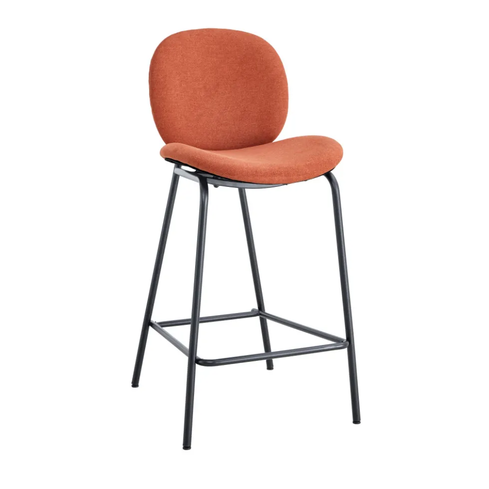 BEGA Lot de 2 chaises de bar en tissu et métal H65cm