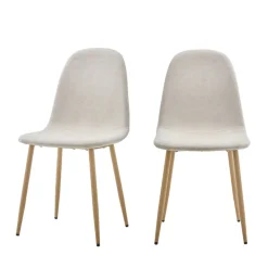 BELLA Lot de 2 chaises en tissu piètement effet bois