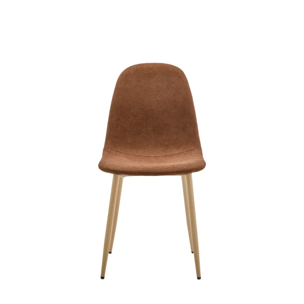 BELLA Lot de 2 chaises en tissu piètement effet bois