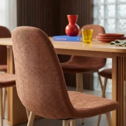 BELLA Lot de 2 chaises en tissu piètement effet bois
