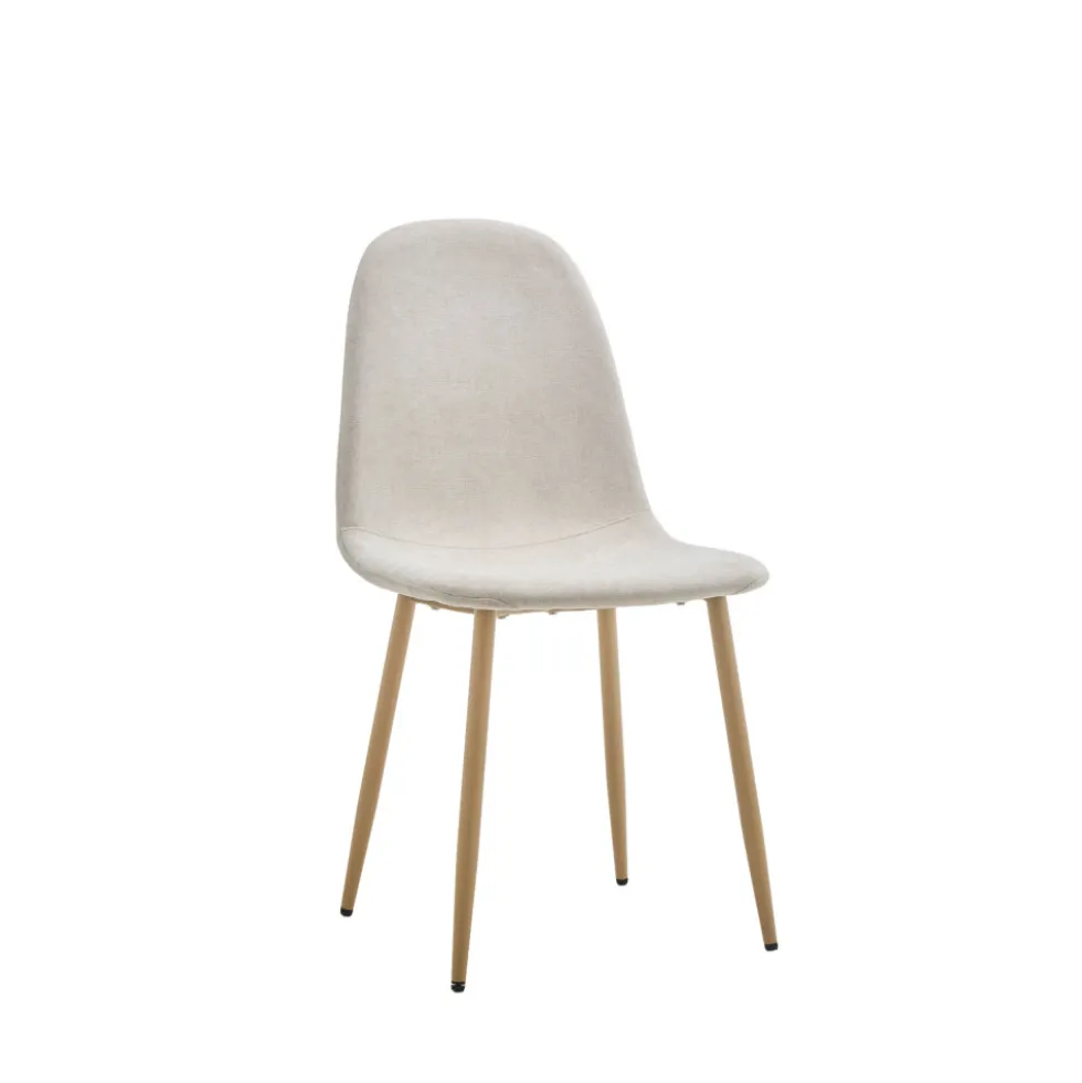 BELLA Lot de 2 chaises en tissu piètement effet bois