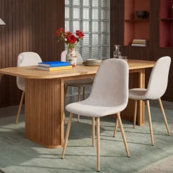 BELLA Lot de 2 chaises en tissu piètement effet bois