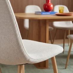 BELLA Lot de 2 chaises en tissu piètement effet bois