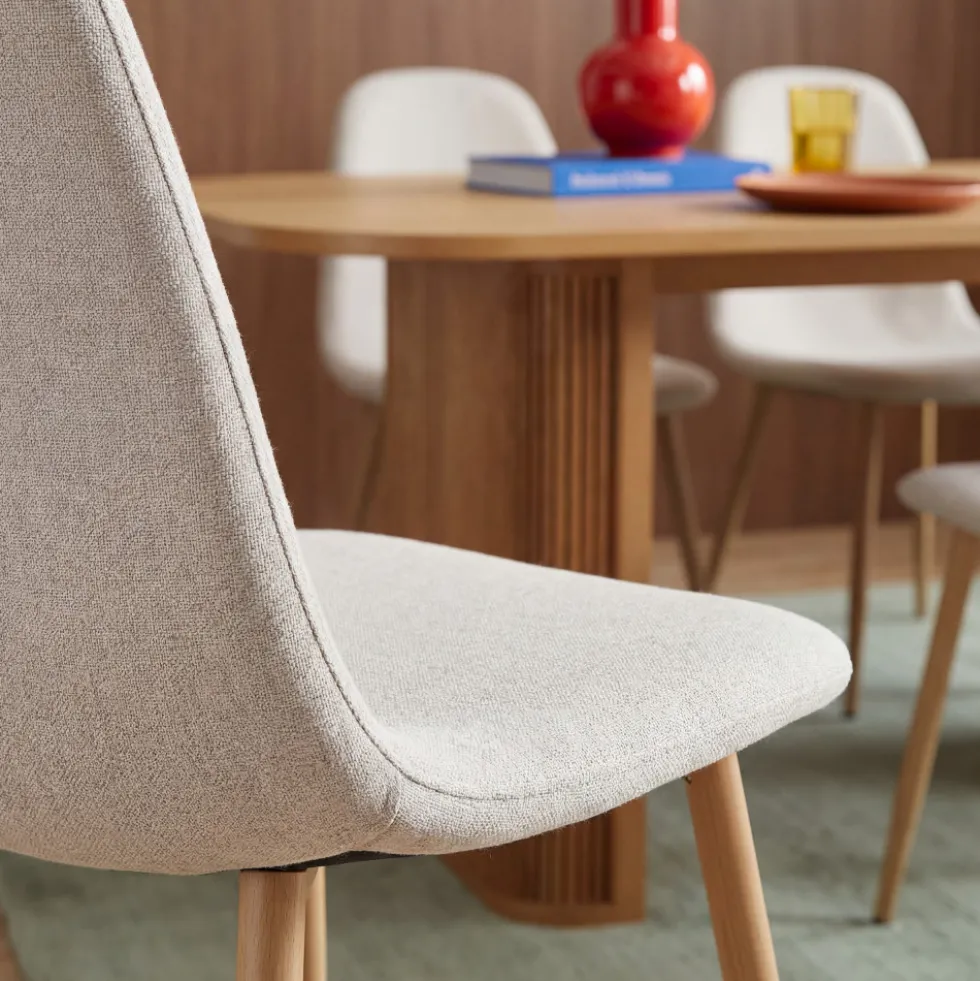 BELLA Lot de 2 chaises en tissu piètement effet bois