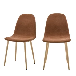 BELLA Lot de 2 chaises en tissu piètement effet bois