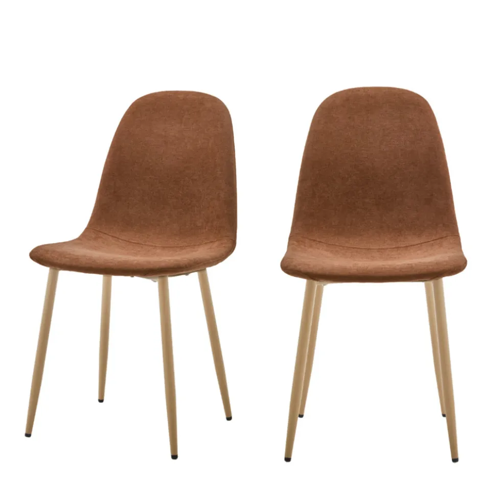 BELLA Lot de 2 chaises en tissu piètement effet bois