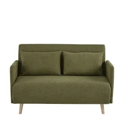 BELUSHI Canapé convertible 2 places en tissu pieds bois clair