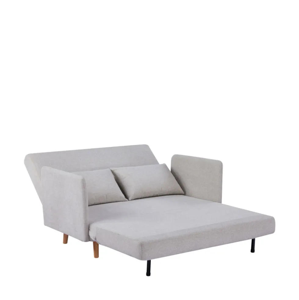 BELUSHI Canapé convertible 2 places en tissu pieds bois clair