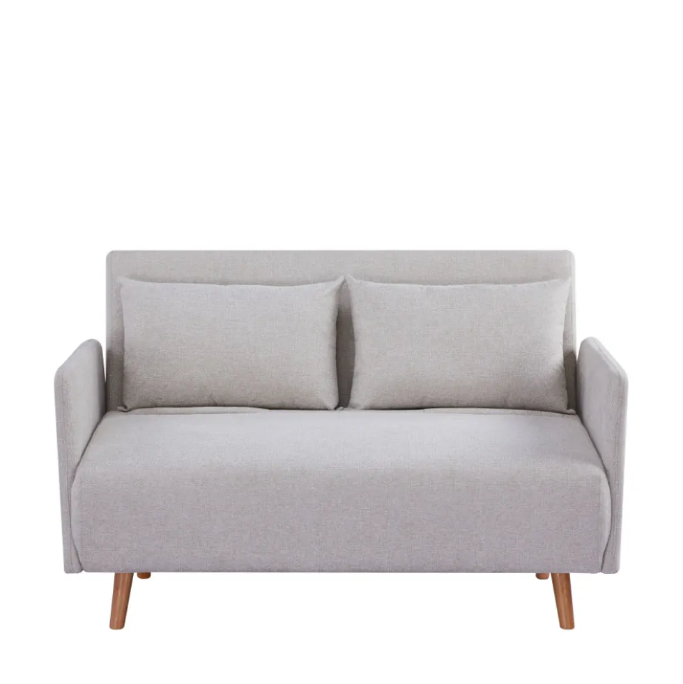 BELUSHI Canapé convertible 2 places en tissu pieds bois clair