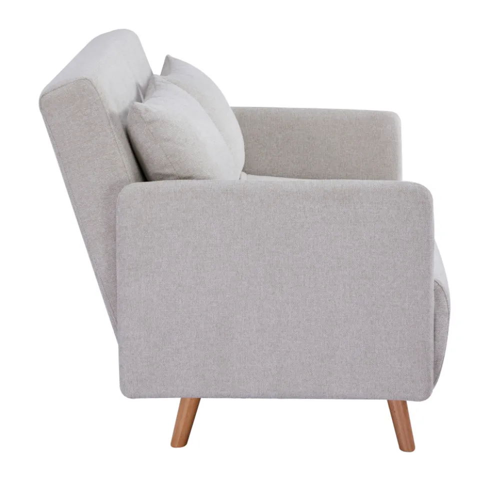 BELUSHI Canapé convertible 2 places en tissu pieds bois clair