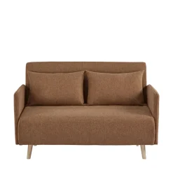 BELUSHI Canapé convertible 2 places en tissu pieds bois clair
