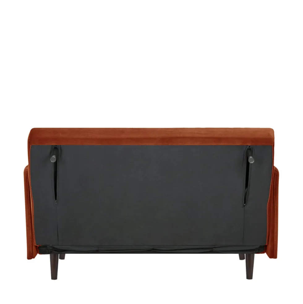 BELUSHI Canapé convertible 2 places en velours pieds bois foncé