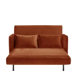 BELUSHI Canapé convertible 2 places en velours pieds bois foncé
