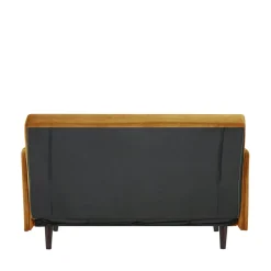 BELUSHI Canapé convertible 2 places en velours pieds bois foncé
