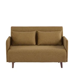 BELUSHI Canapé convertible 2 places en tissu pieds bois foncé