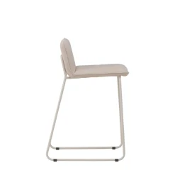 BISBEE Lot de 2 tabourets de bar en tissu bouclette pieds beiges H65cm