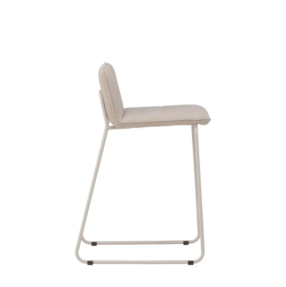 BISBEE Lot de 2 tabourets de bar en tissu bouclette pieds beiges H65cm