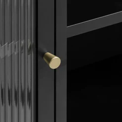 BJORN Buffet 3 portes en verre strié et métal L132cm