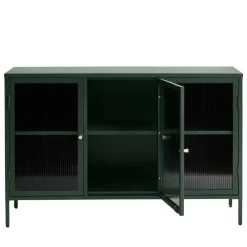 BJORN Buffet 3 portes en verre strié et métal L132cm