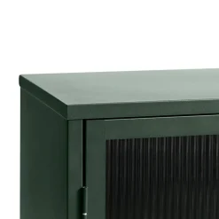 BJORN Buffet 3 portes en verre strié et métal L132cm