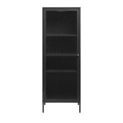 BJORN Colonne de rangement 1 porte en verre strié et métal H160cm