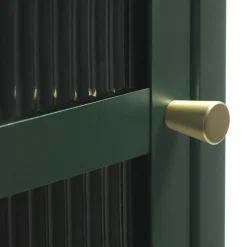 BJORN Colonne de rangement 1 porte en verre strié et métal H160cm