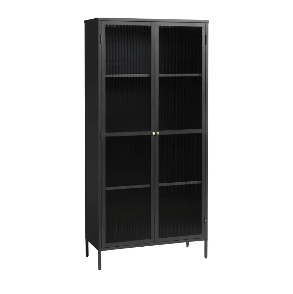 BJORN Vaisselier 2 portes en verre stié et métal H190cm