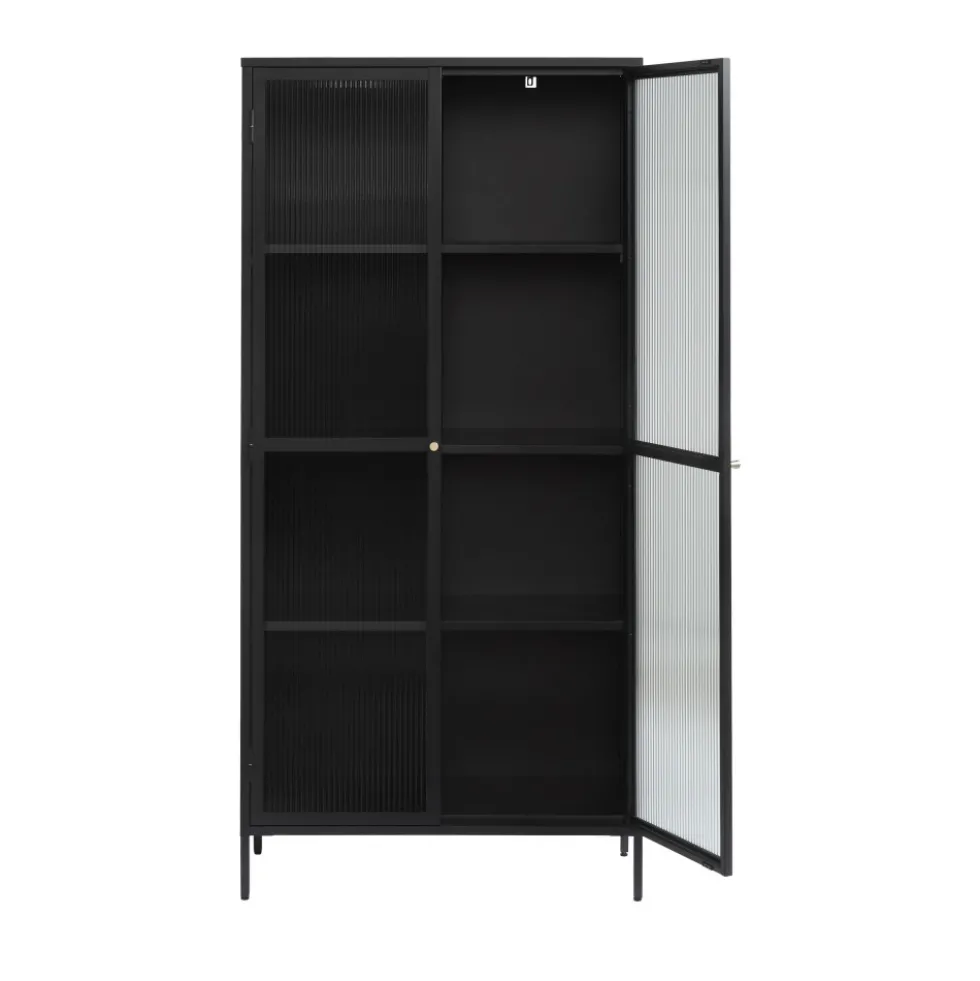 BJORN Vaisselier 2 portes en verre stié et métal H190cm