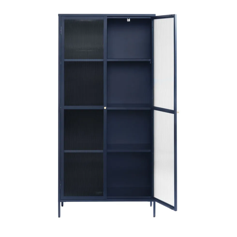 BJORN Vaisselier 2 portes en verre stié et métal H190cm