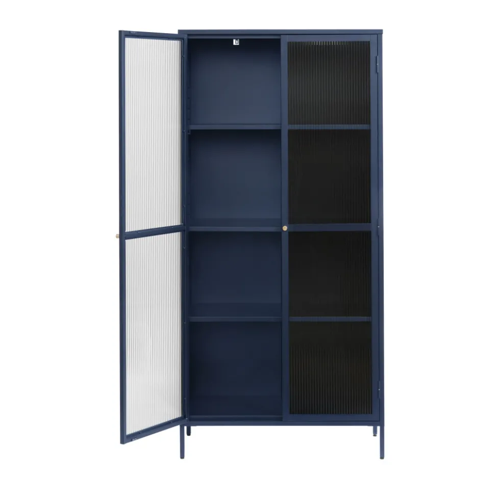 BJORN Vaisselier 2 portes en verre stié et métal H190cm