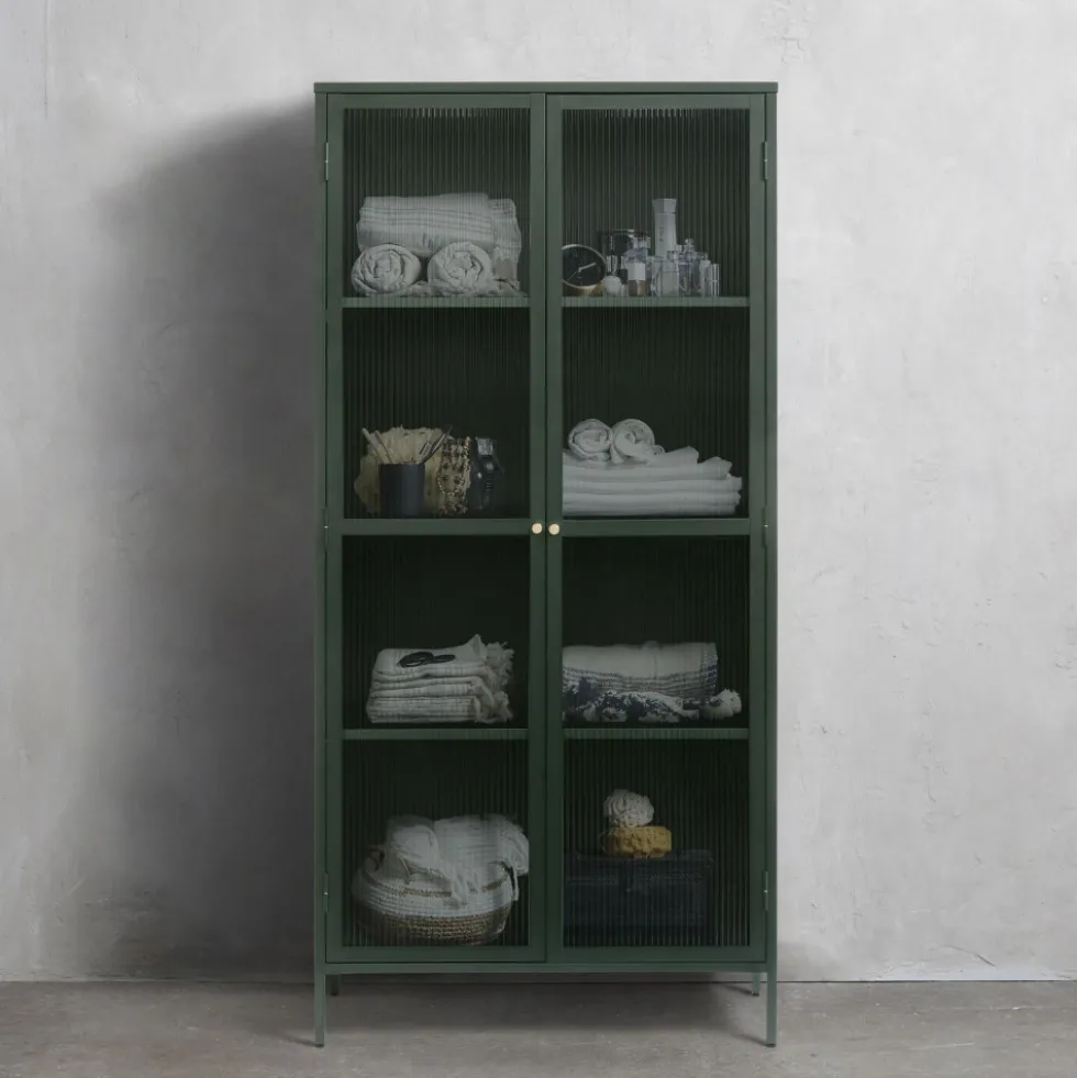 BJORN Vaisselier 2 portes en verre stié et métal H190cm