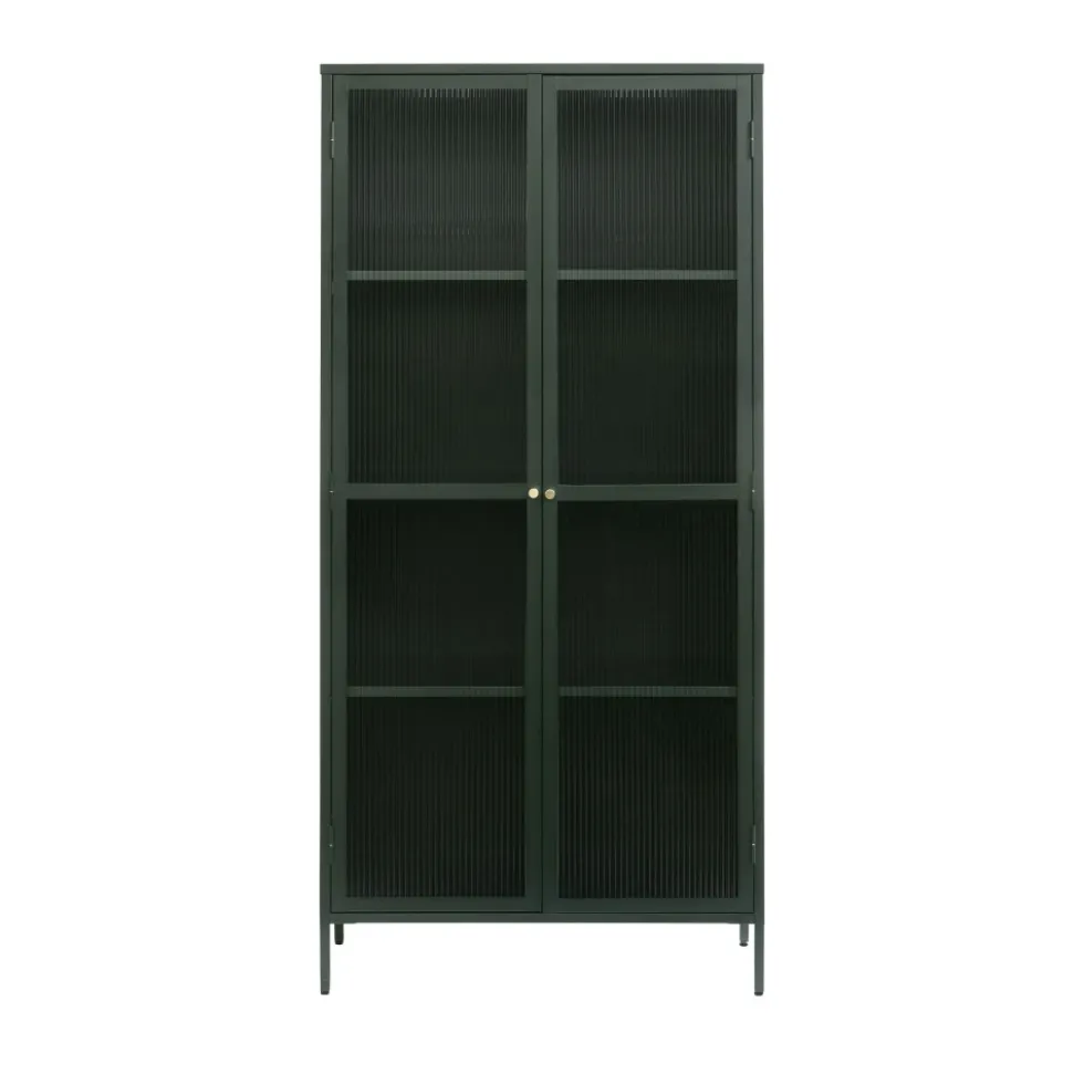 BJORN Vaisselier 2 portes en verre stié et métal H190cm