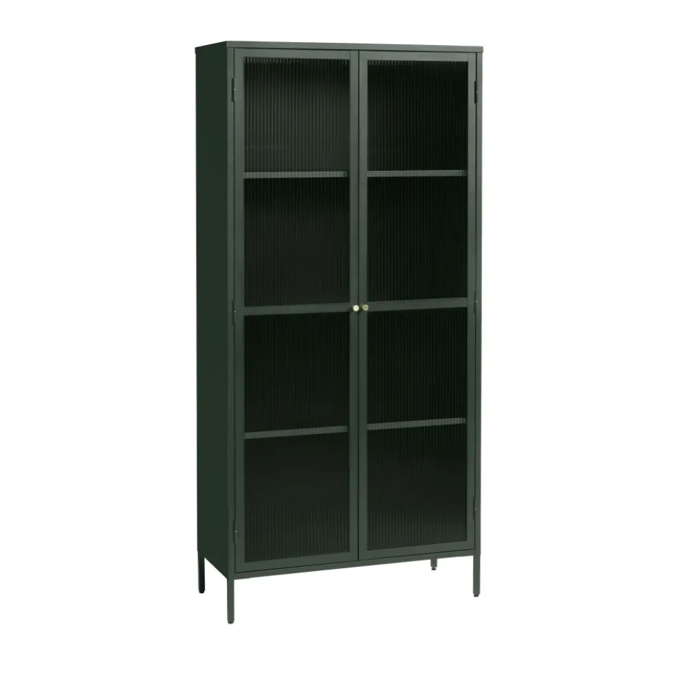 BJORN Vaisselier 2 portes en verre stié et métal H190cm