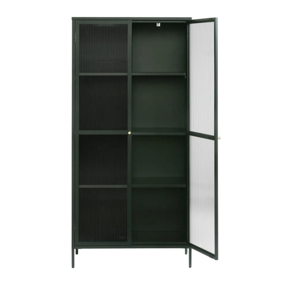 BJORN Vaisselier 2 portes en verre stié et métal H190cm