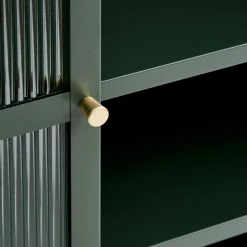 BJORN Vaisselier 2 portes en verre strié et métal H140cm