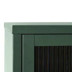 BJORN Vaisselier 2 portes en verre strié et métal H140cm
