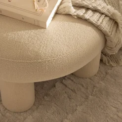 BLOOMI Tabouret rond XL en tissu bouclette ø60cm