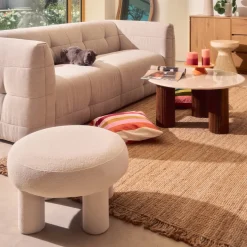 BLOOMI Tabouret rond XL en tissu bouclette ø60cm