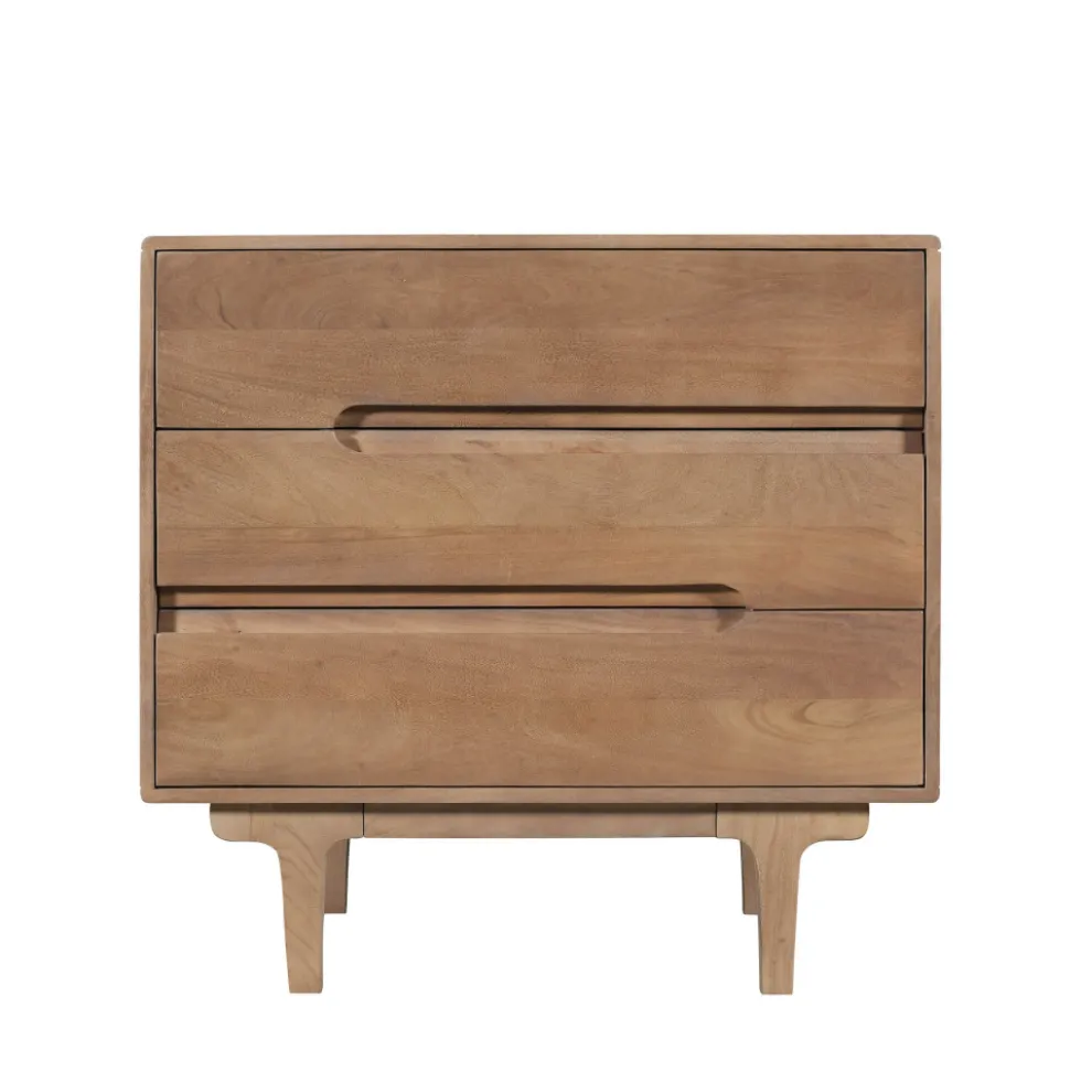 BOGOR Commode 3 tiroirs en bois massif L80cm