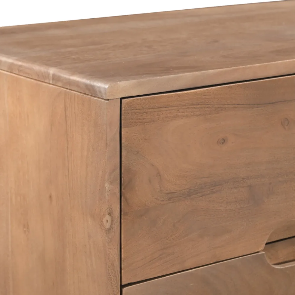 BOGOR Commode 3 tiroirs en bois massif L80cm