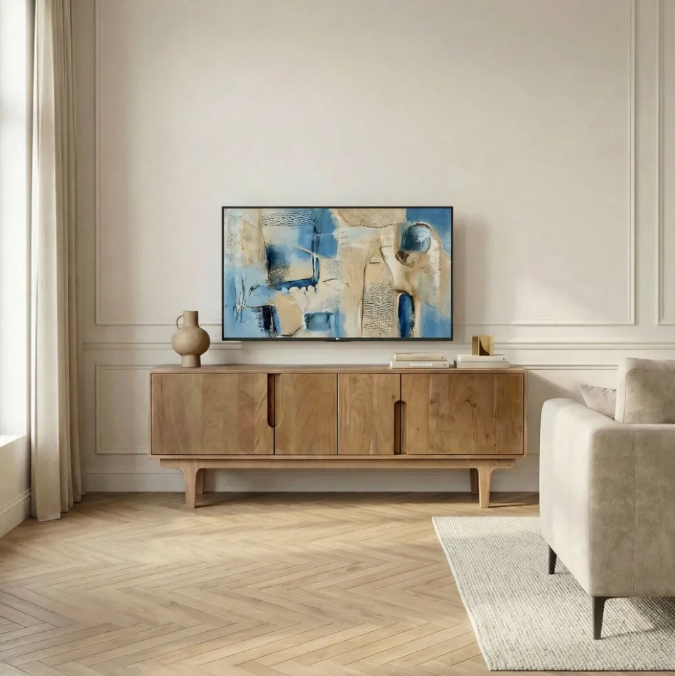 BOGOR Meuble tv 4 portes en bois massif L150cm