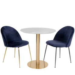 BOLZANO Table à manger 2 personnes ronde effet marbre
