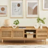 BOMBONG Meuble TV 2 portes 2 tiroirs en bois et cannage 180 cm