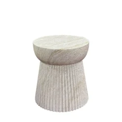 BONN Table d'appoint ronde effet travertin ø37cm