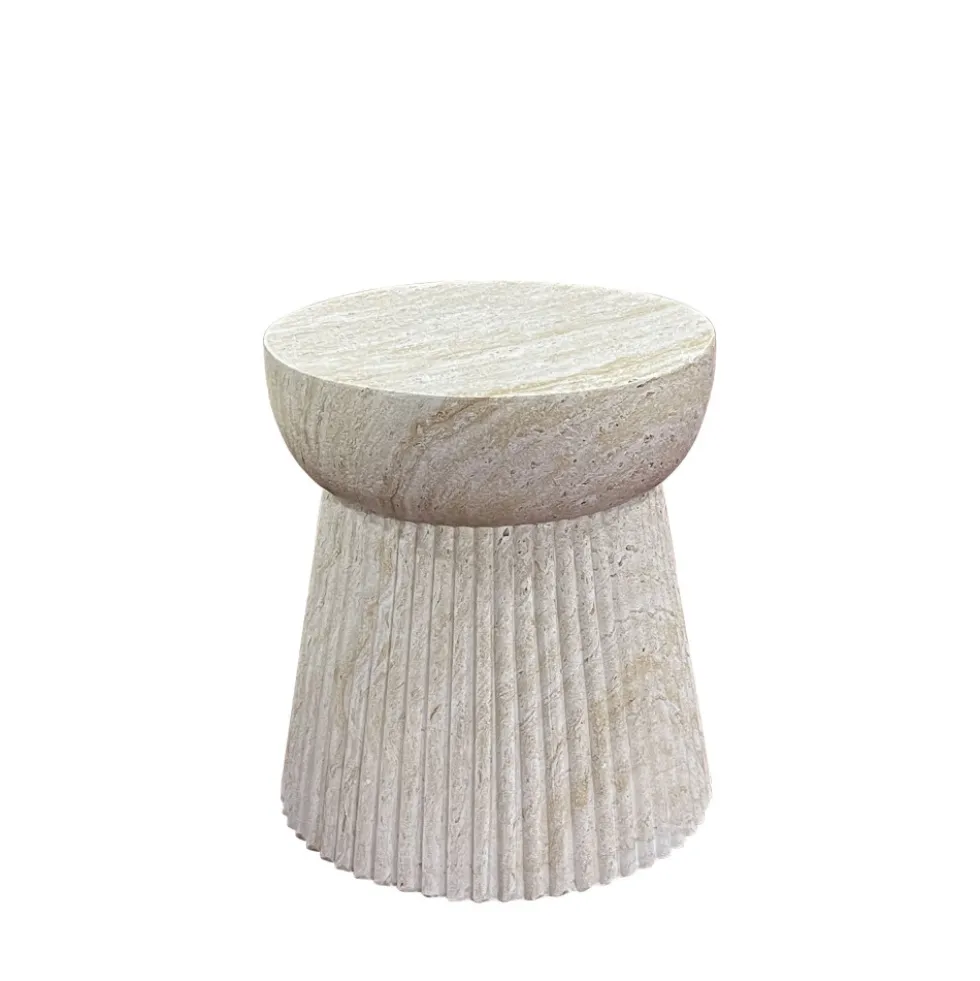 BONN Table d'appoint ronde effet travertin ø37cm